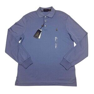 Polo Ralph Lauren Polo Shirt Mens S Blue Classic Fit Long Sleeve Jersey New